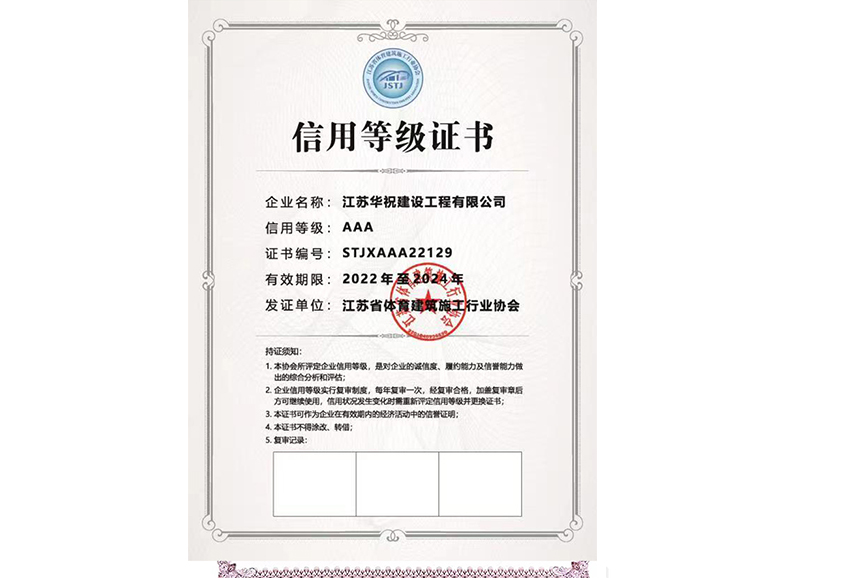信誉等级证书